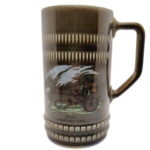 Wade Trish Porcelain Mug Tankard Jaunting Car Design Holds 22oz Green 7 In High